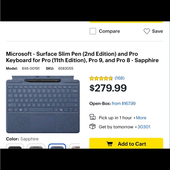 Microsoft Surface Slim Pen and Pro Keyboard - Sapphire - Picture 1 of 2